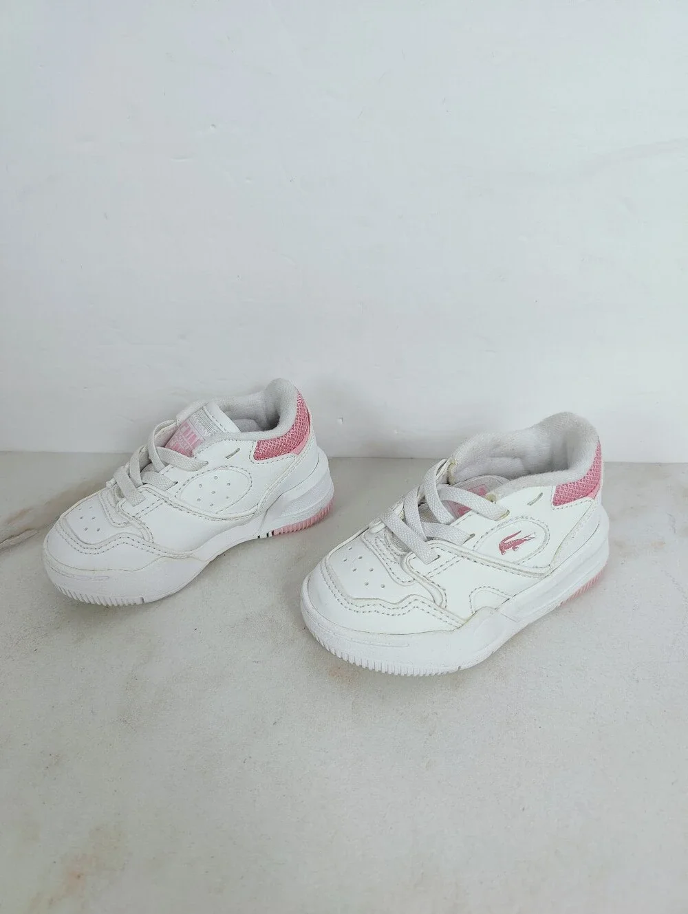 Lacoste Infant Baby Lineshot Sneakers Tennis Shoes Pink White, Sz 5